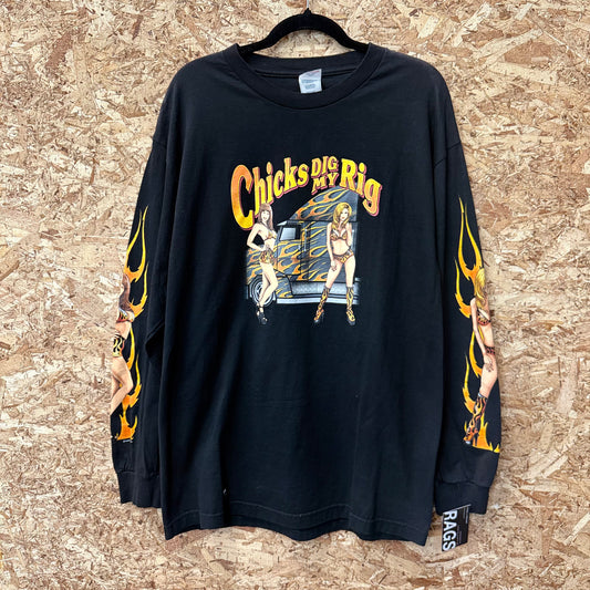 Vintage Chicks Dig my Rig long sleeve size XL