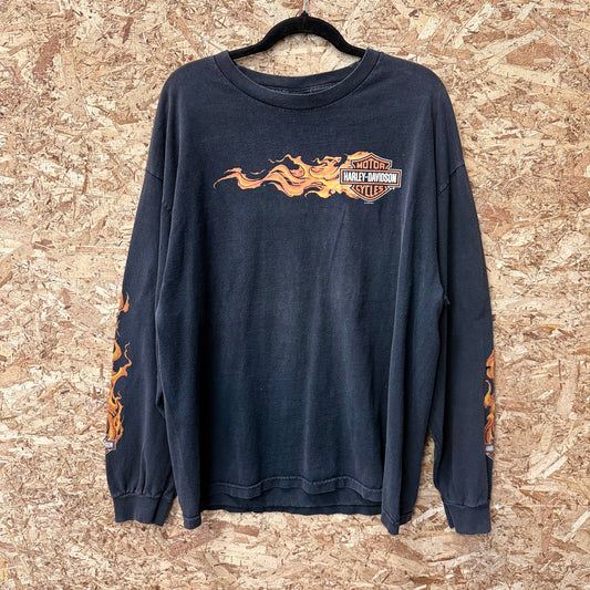 Vintage Harley Davidson orange flame long sleeve size XL