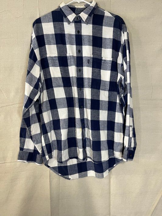 90's white and blue Flannel